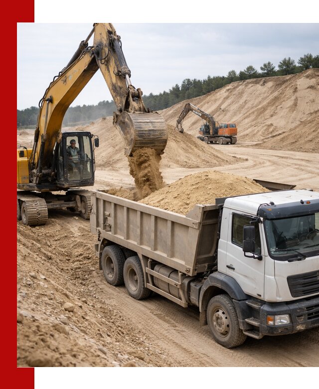 Доставка карьерного песка с самосвалами и разгрузкой в Туймазах