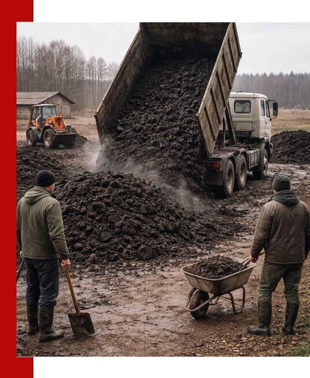 Доставка низинного торфа с разгрузкой и доставкой в Туймазах