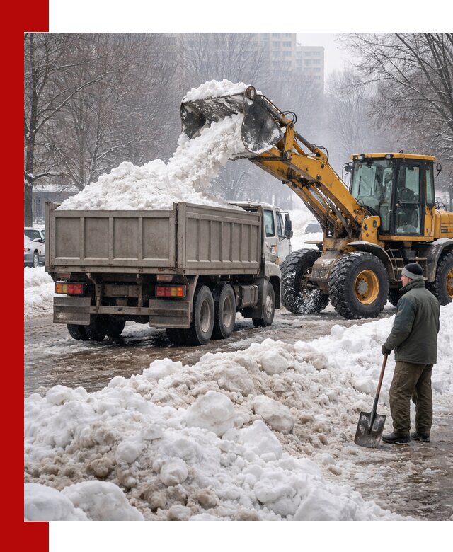 Вывоз снега грузовой техникой в Туймазах оперативно и чисто