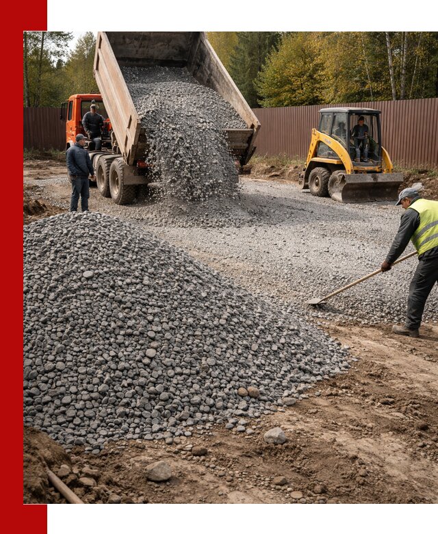 Отсыпка участка щебнем с доставкой и уплотнением в Туймазах